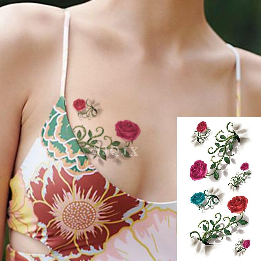 Buy LAROI 22 Sheets 3D Realistic Flower Rose Temporary Tattoos For Women  Girls Arm, Halloween Skull Demon Snake Tattoo Sticker For Adult, Tribal  Black Clock Floral Compasss Fake Tattoos Cross Butterfly Online