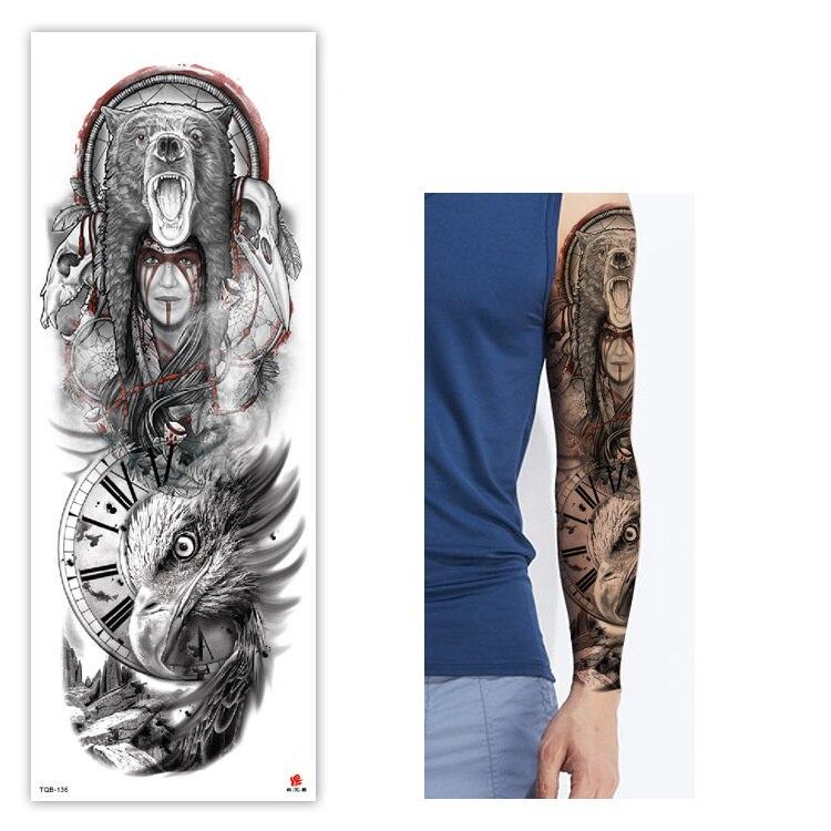 Indian and eagle - large size temporary tattoo water transfer sticker body art