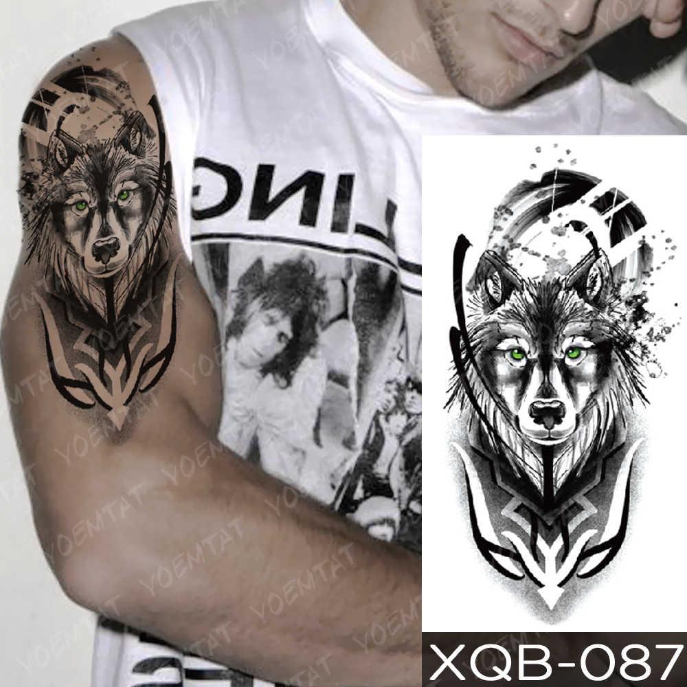 wolf sketch - medium size temporary tattoo water transfer sticker body art